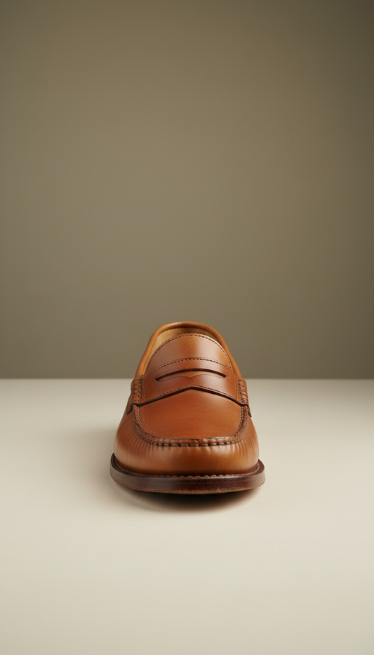 Hand-stitched penny loafer in heritage tan